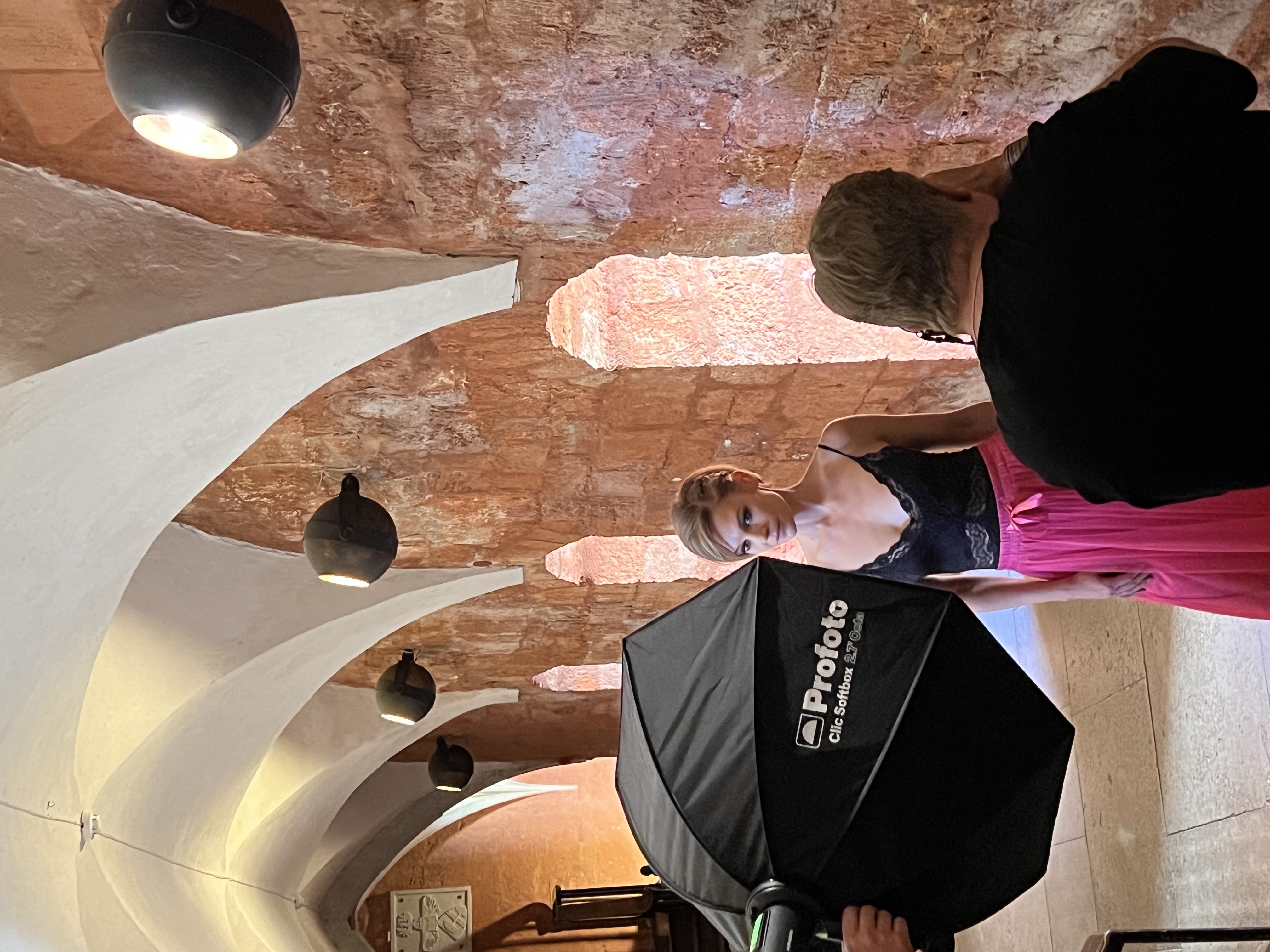 Photographer Joe McNally capturing Julia, one of our models, in Kuressaare Castle during his portrait photography workshop in Saaremaa. Profoto provides high-end lighting equipment for the workshop.